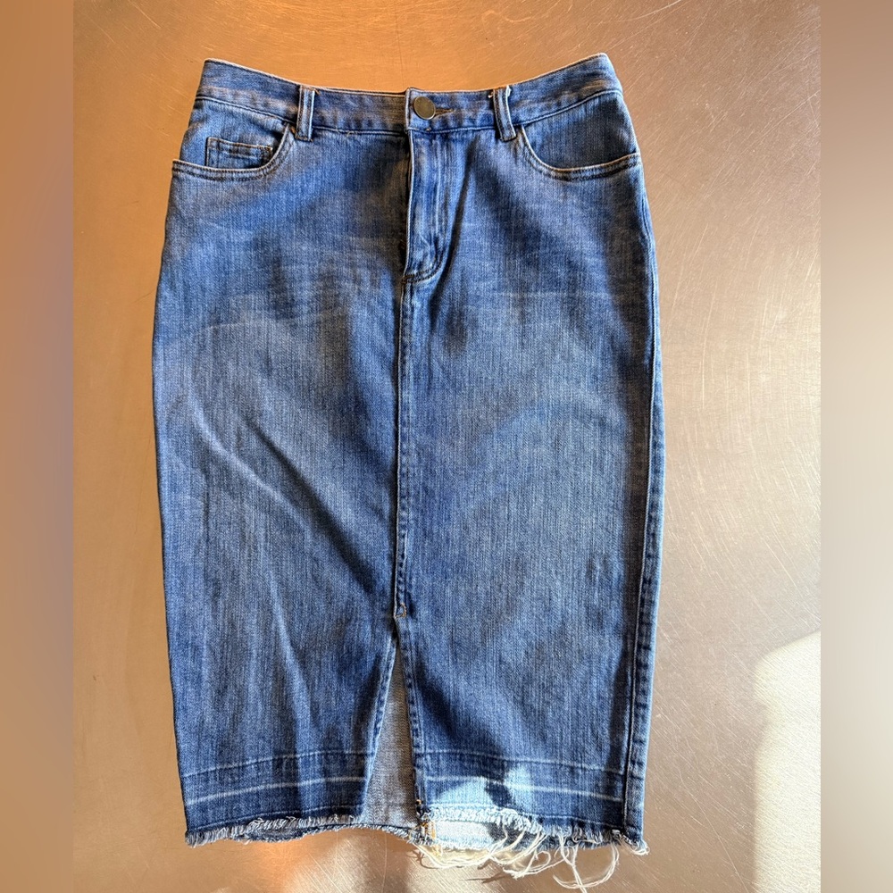 Who What Wear Blue Denim Pencil Skirt